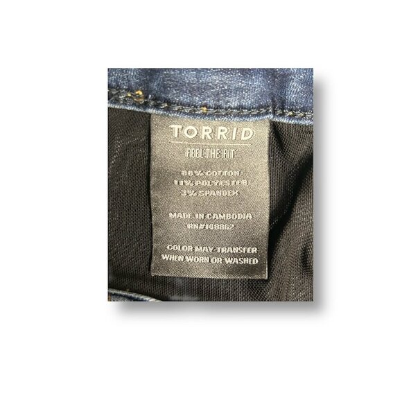 Torrid 22S-26S Trio Fit Slim Bootcut Blue Jeans Stretch High Rise Dark Wash - Picture 9 of 10